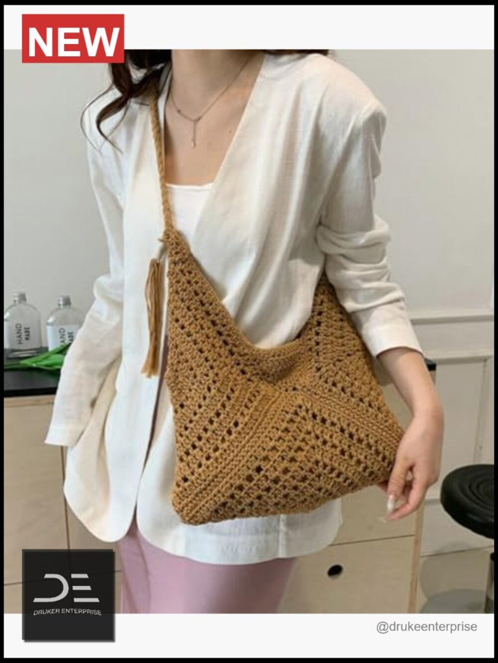 Large Woven Straw Tote Beach Bag Shoulder Handbag Hobo Purse - Picture 2 of 7